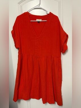Red V-Neck Dress